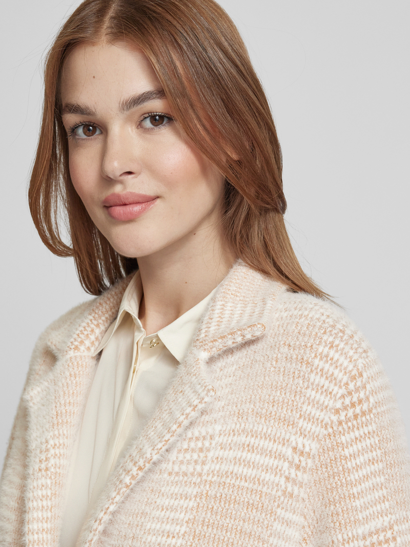 s.Oliver BLACK LABEL Loose fit gebreid jack met zacht pied-de-poule-motief