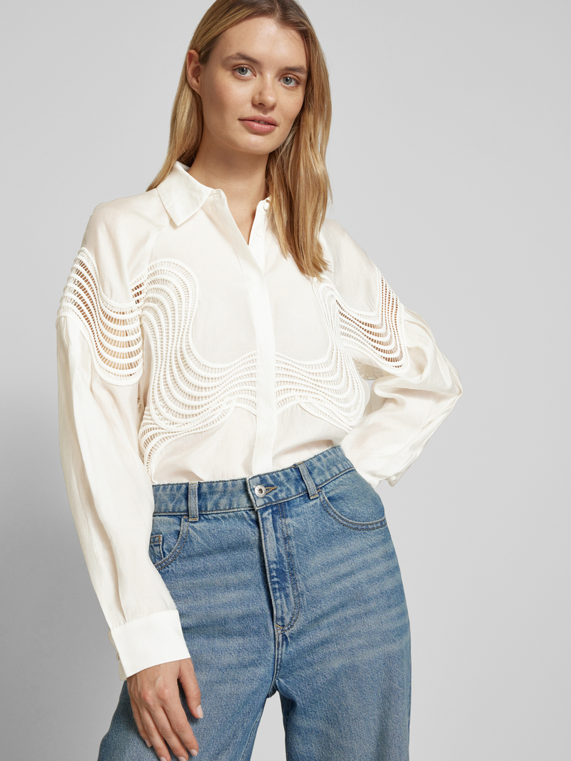 Copenhagen Muse Relaxed fit blouse met platte kraag model 'MOLLY'