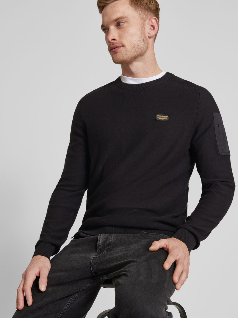 PME Legend Gebreide pullover met labeldetail