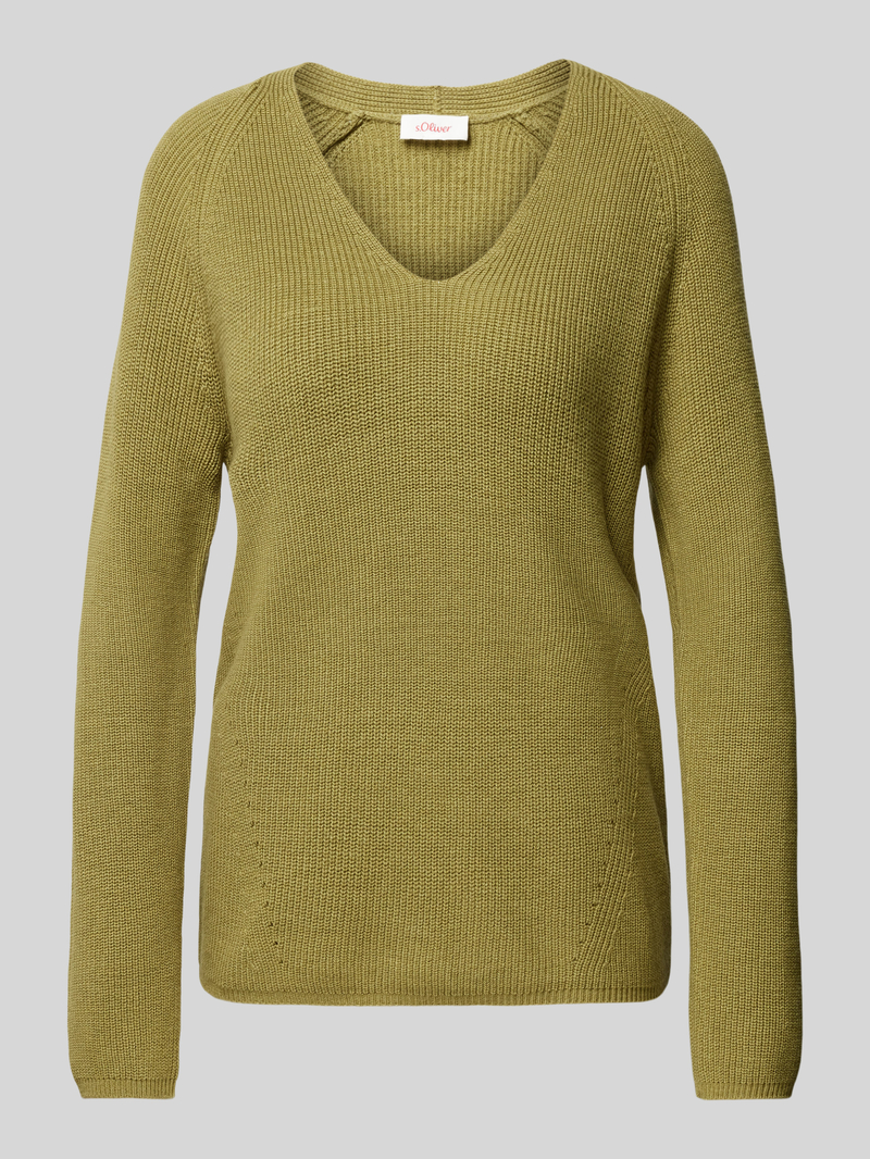 s.Oliver RED LABEL Regular fit gebreide pullover met V-hals en raglanmouwen
