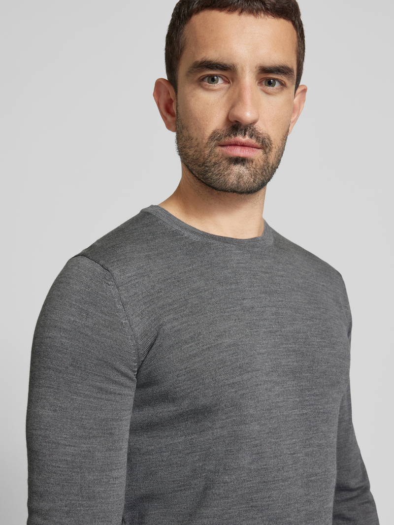 HUGO Pullover van scheerwol met labelstitching model 'Cedric'
