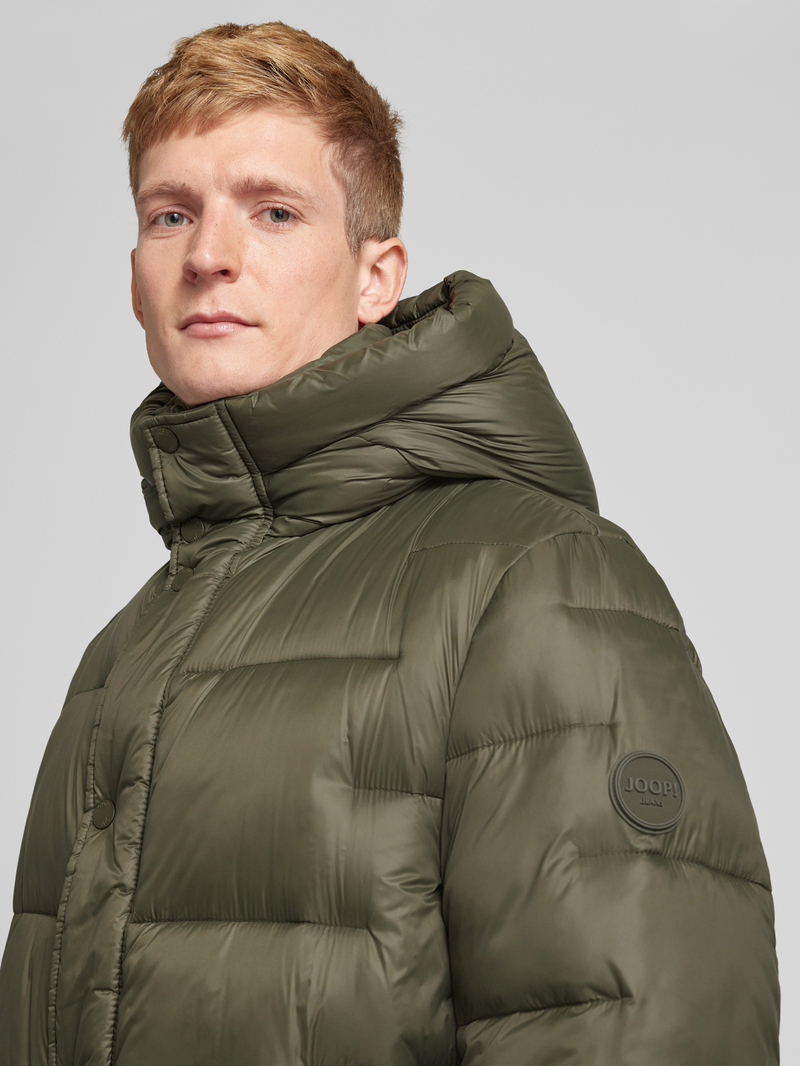 JOOP! JEANS Gewatteerde lange jas met capuchon model 'Fandos'
