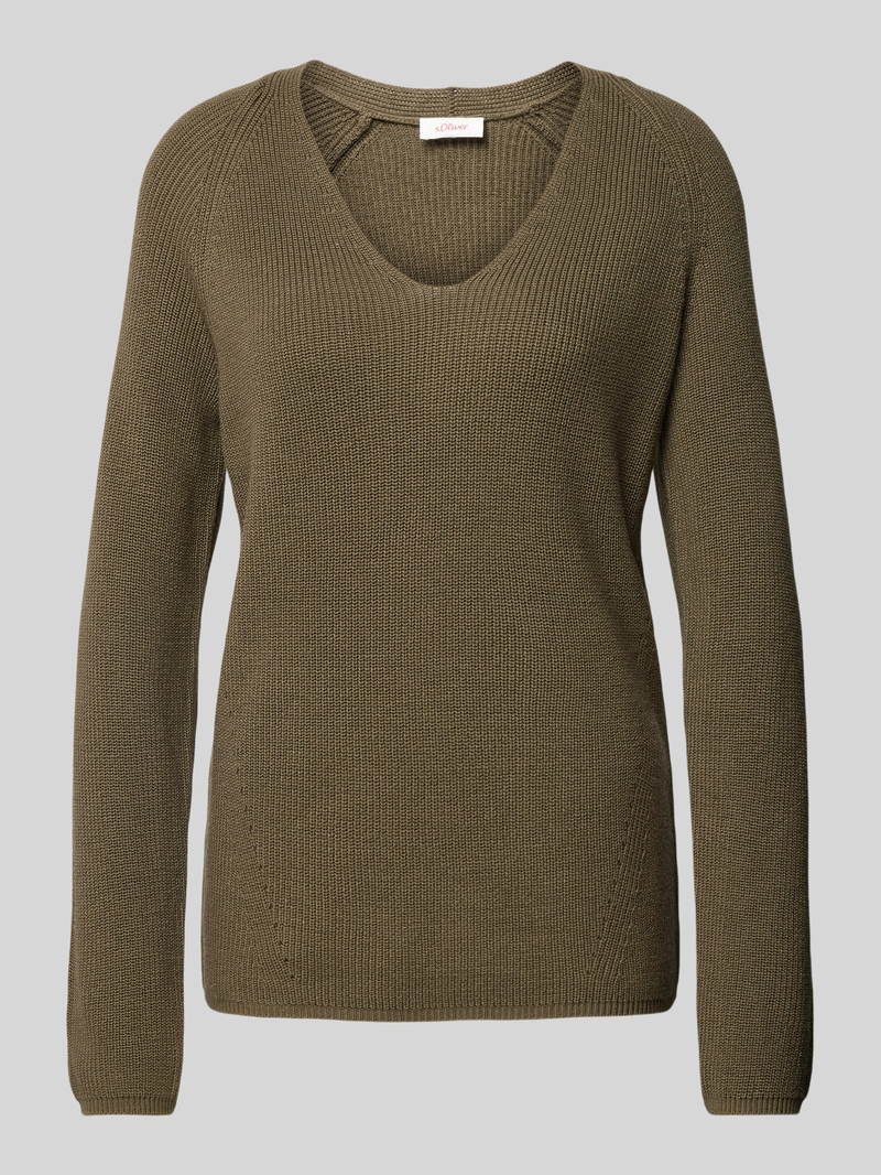s.Oliver RED LABEL Regular fit gebreide pullover met V-hals en raglanmouwen