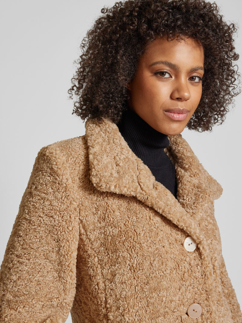 Milo Coats Lange jas met platte kraag model 'Flo'