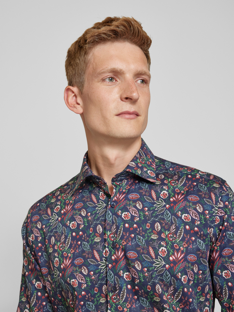 Eterna Regular fit zakelijk overhemd met all-over motief