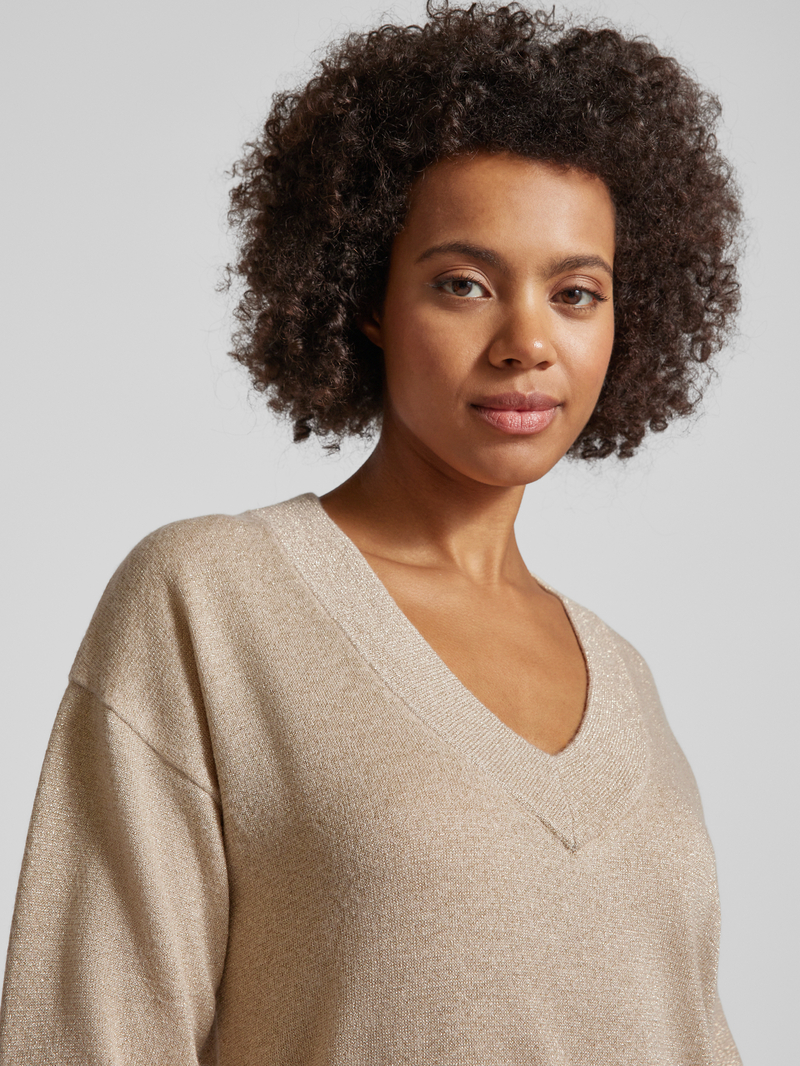 Joop! Gebreide pullover van wolmix met V-hals