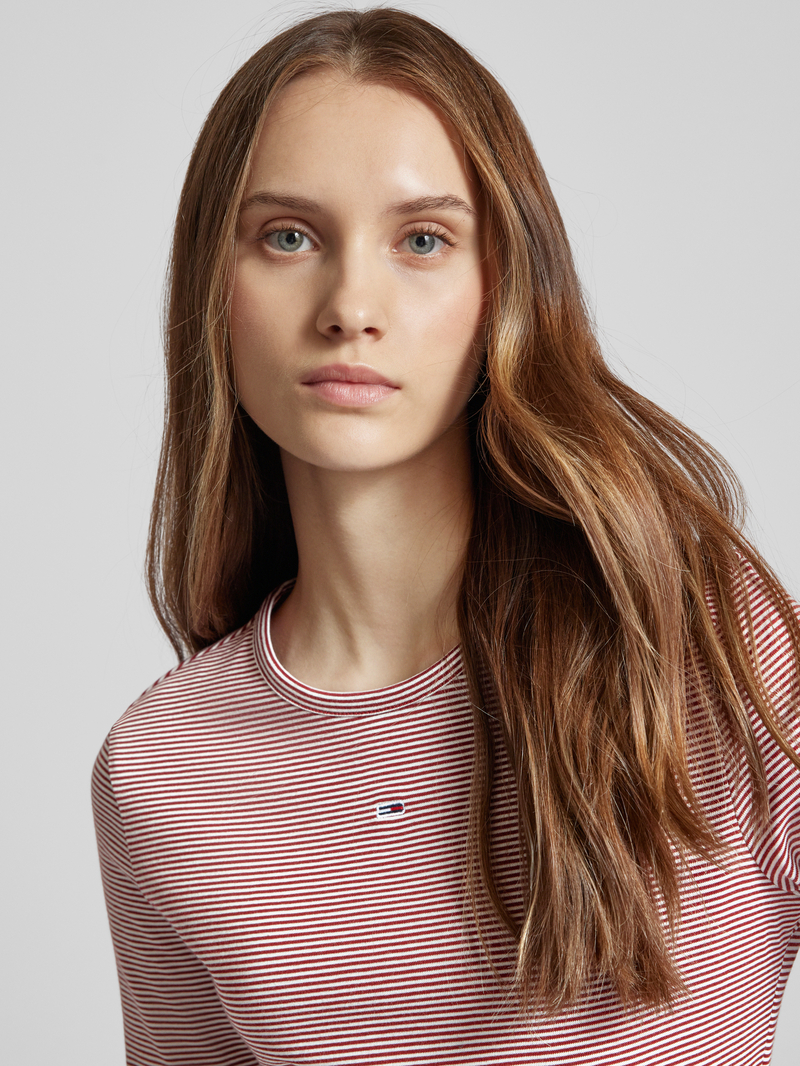 Tommy Jeans Shirt met lange mouwen labelstitching en ronde hals