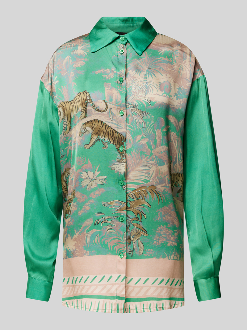 Miss goodlife Regular fit blouse met platte kraag, model 'Tiger in the Jungle'