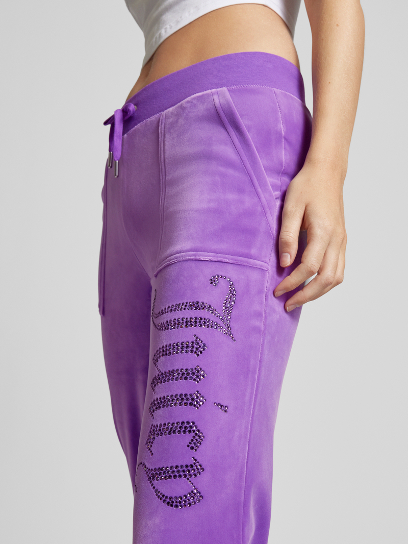 Juicy Couture Bootcut sweatpants met label en siersteentjes model 'LAYLA'