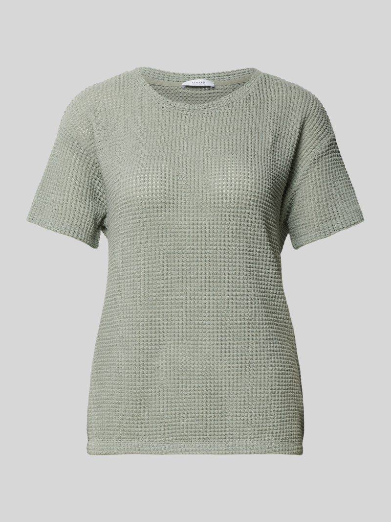 Opus T-shirt met geribde ronde hals model 'Gizapi'