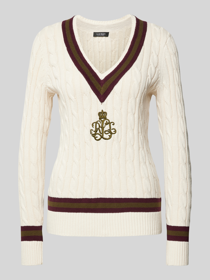 Lauren Ralph Lauren Gebreide pullover met V-hals, model 'MEREN'