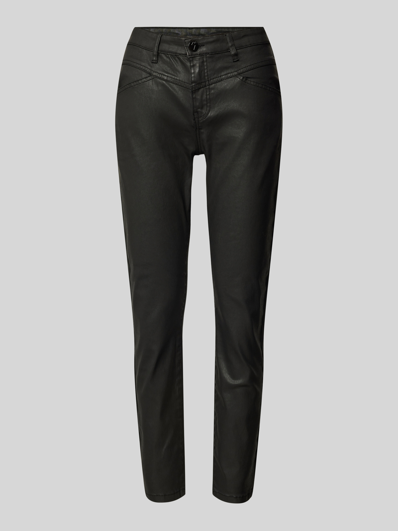 Opus Slim fit broek in leerlook, model 'Evita remix'