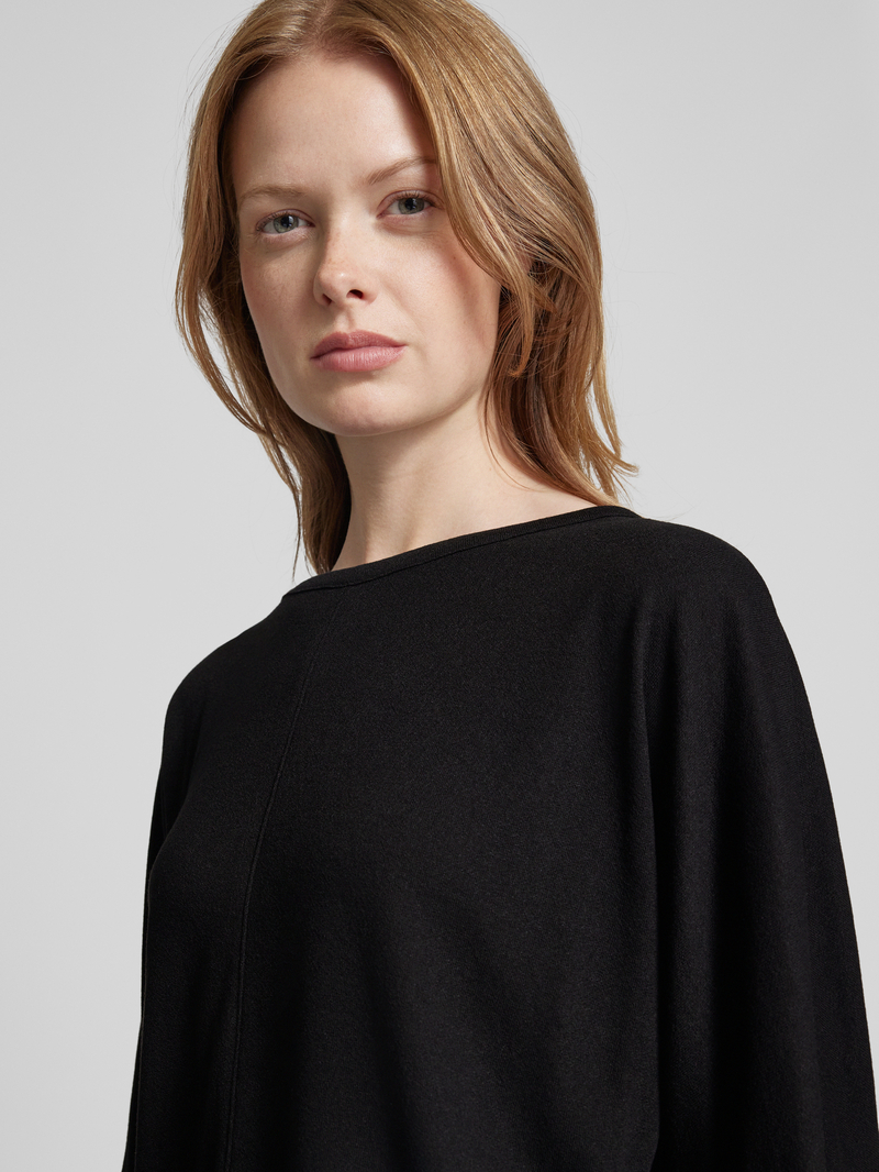 Opus Shirt met lange mouwen en geribde ronde hals model 'Simpla'