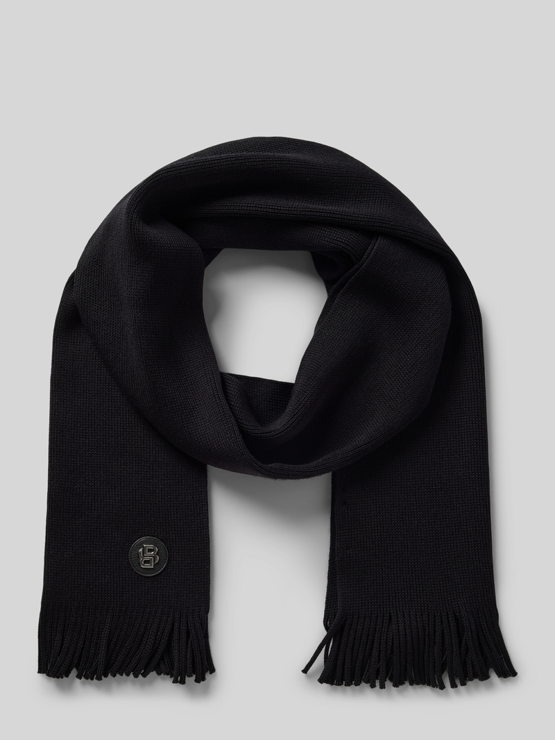 Boss Wollen sjaal met labelpatch model 'Albas Badge'