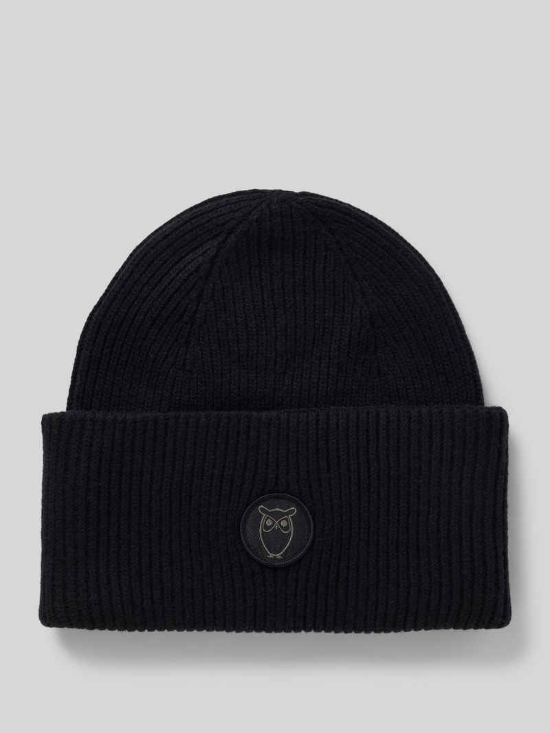 Knowledge Cotton Apparel Muts van wol met labelpatch