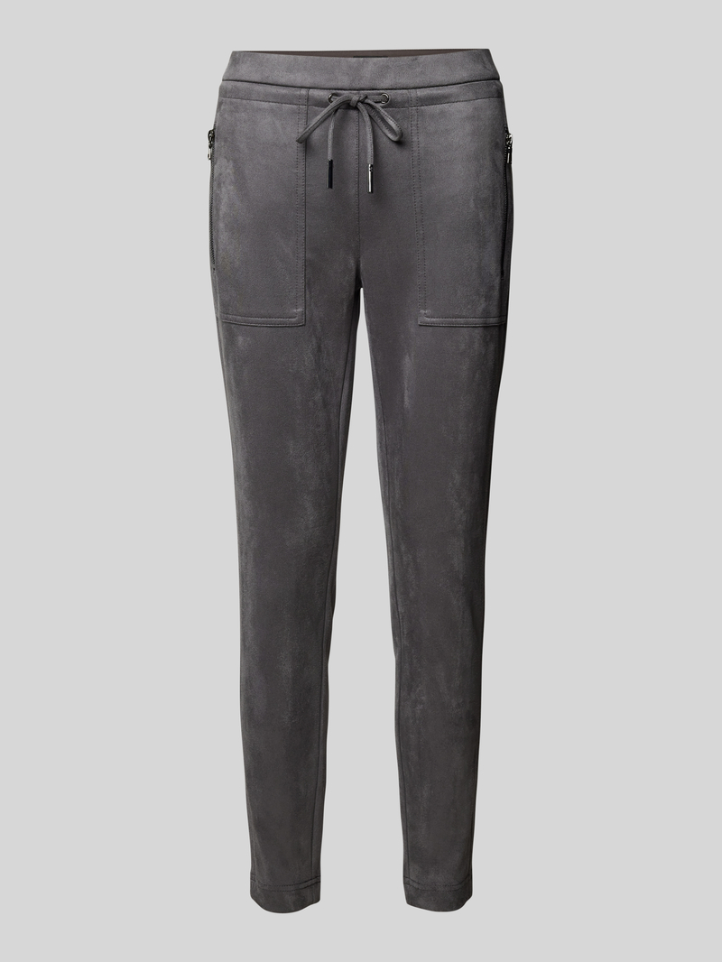 Opus Slim fit stoffen broek met ritszakken, model 'Elvina'