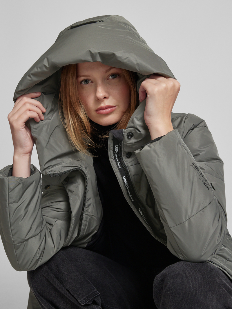 khujo Gewatteerde lange jas met labeldetail model 'SOULANI'