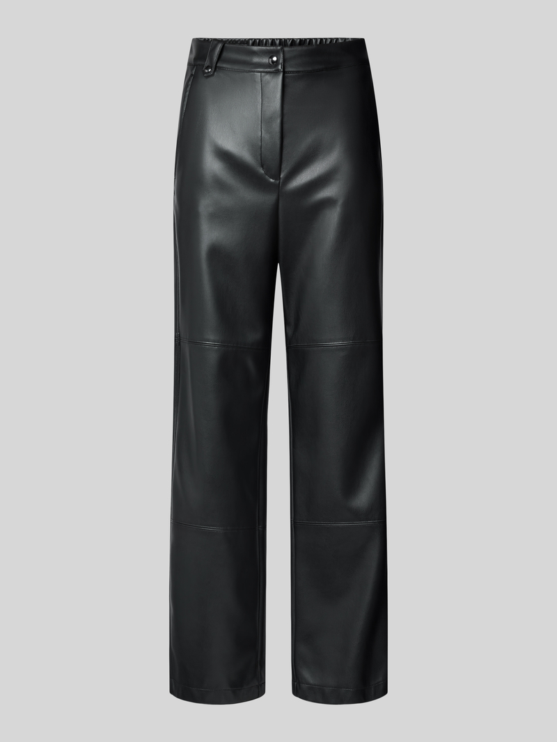 MaxMara Leisure Straight fit stoffen broek in leerlook 'STRUZZO'