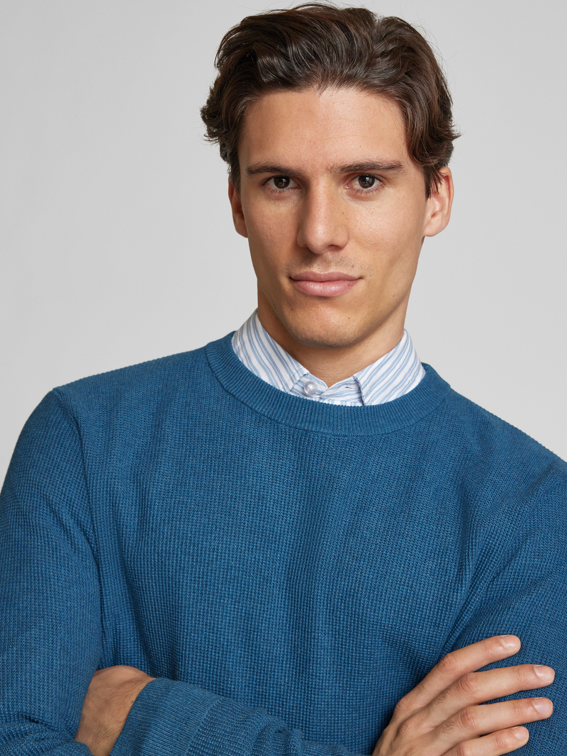 Tom Tailor Regular fit gebreide pullover met geribde ronde hals