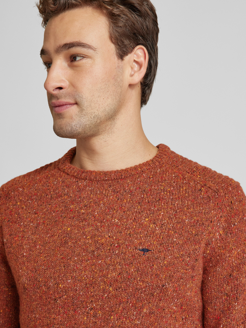 FYNCH-HATTON Gebreide pullover van wolmix met ronde hals