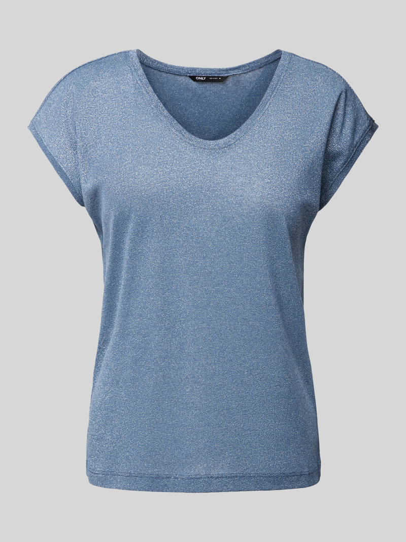 Only Top met V-hals model 'SILVERY'
