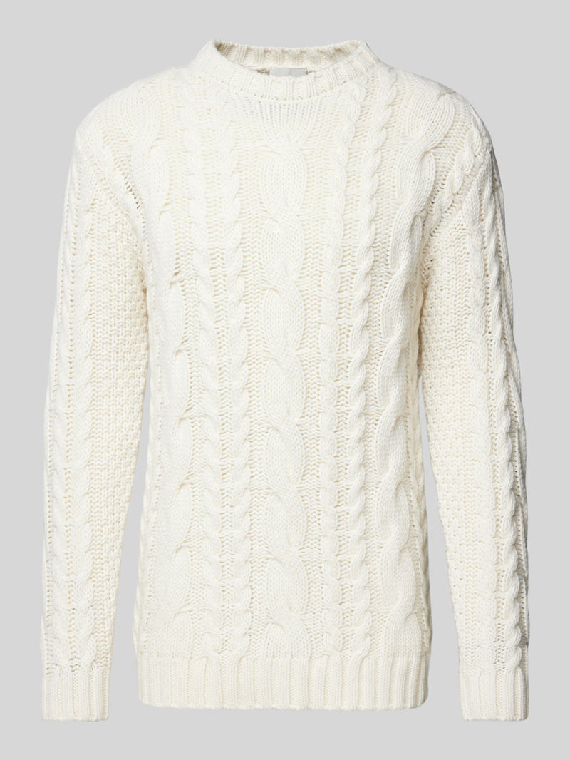 Profuomo Gebreide pullover met kabelpatroon