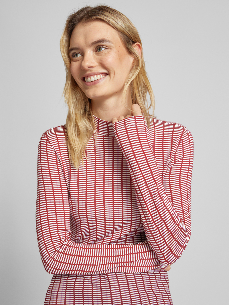Tom Tailor Shaped fit shirt met lange mouwen van viscosemix met all-over motief