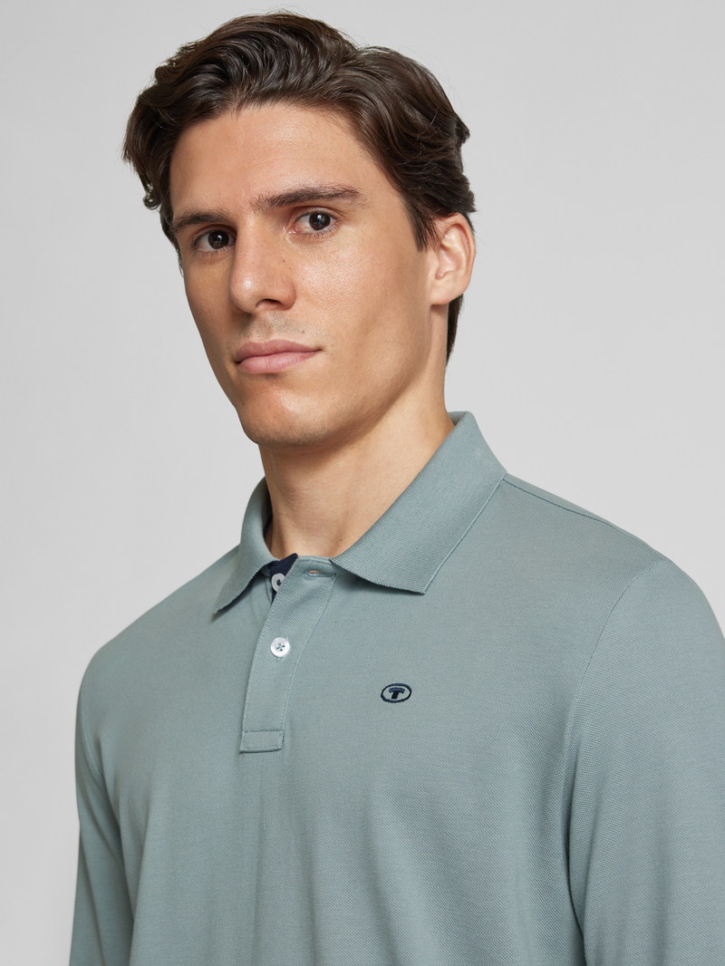 Tom Tailor Regular fit shirt met lange mouwen in piquélook van puur katoen
