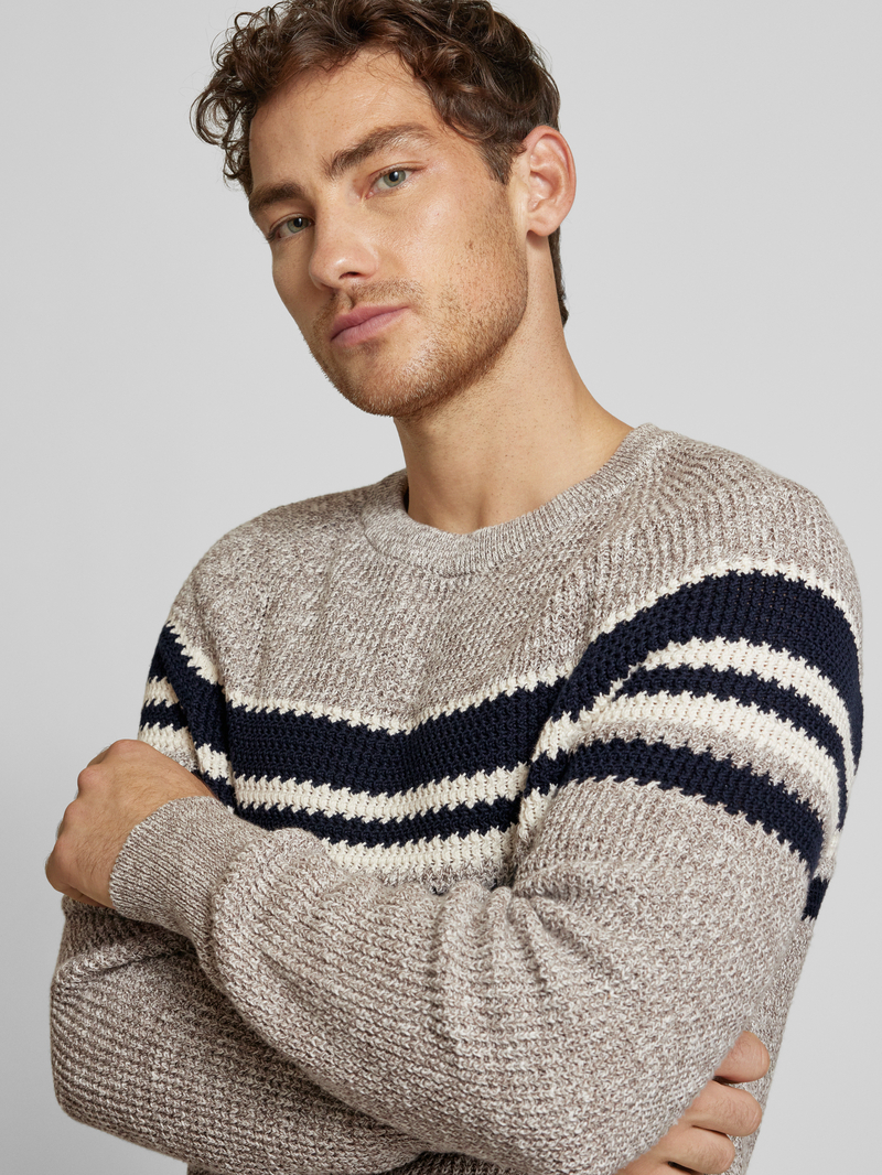 Marc O'Polo Regular fit gebreide pullover van gestructureerd garen van mouliné en katoen