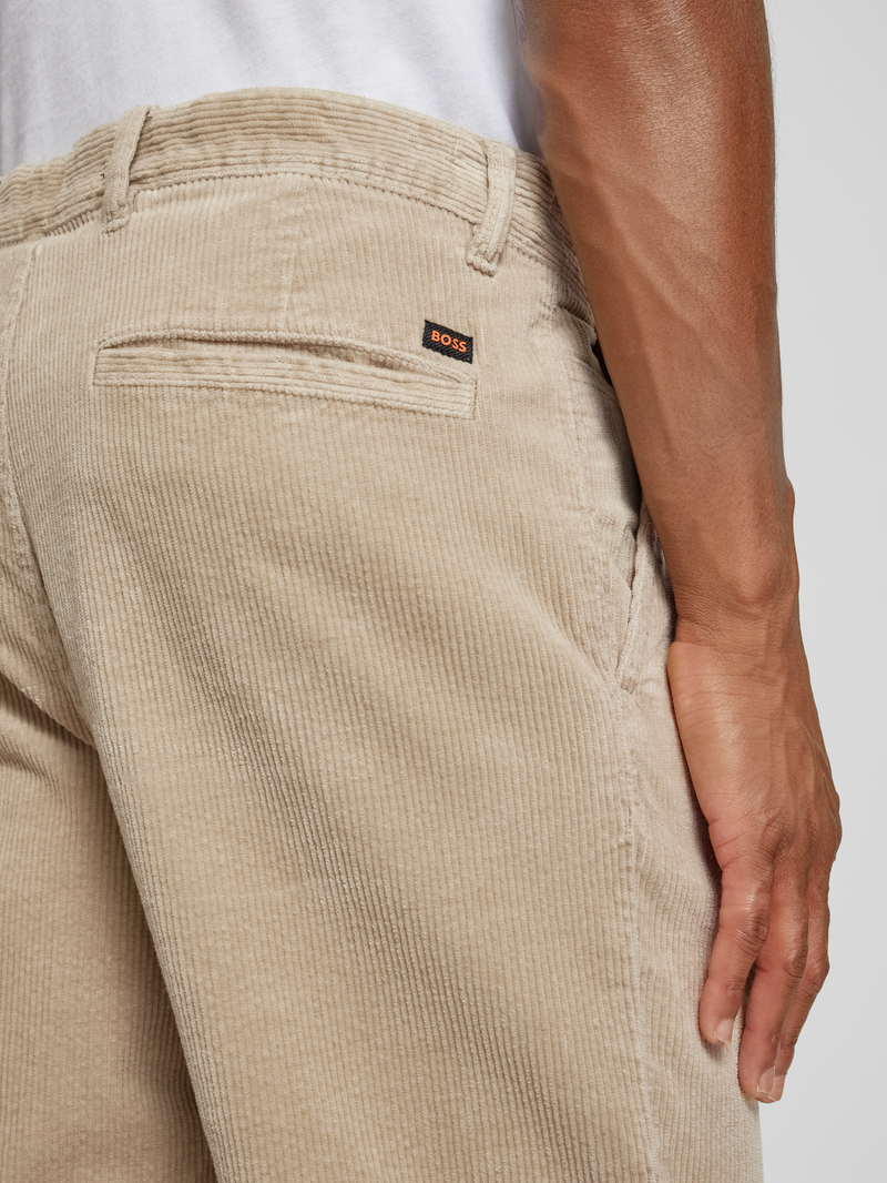 Boss Orange Relaxed fit corduroy broek met bandplooien model 'Chino-Shyne'