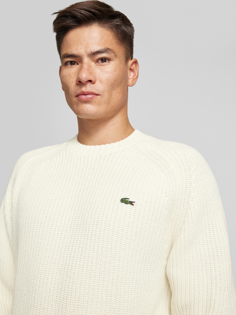 Lacoste Gebreide pullover van wol met logopatch model 'BEADED'