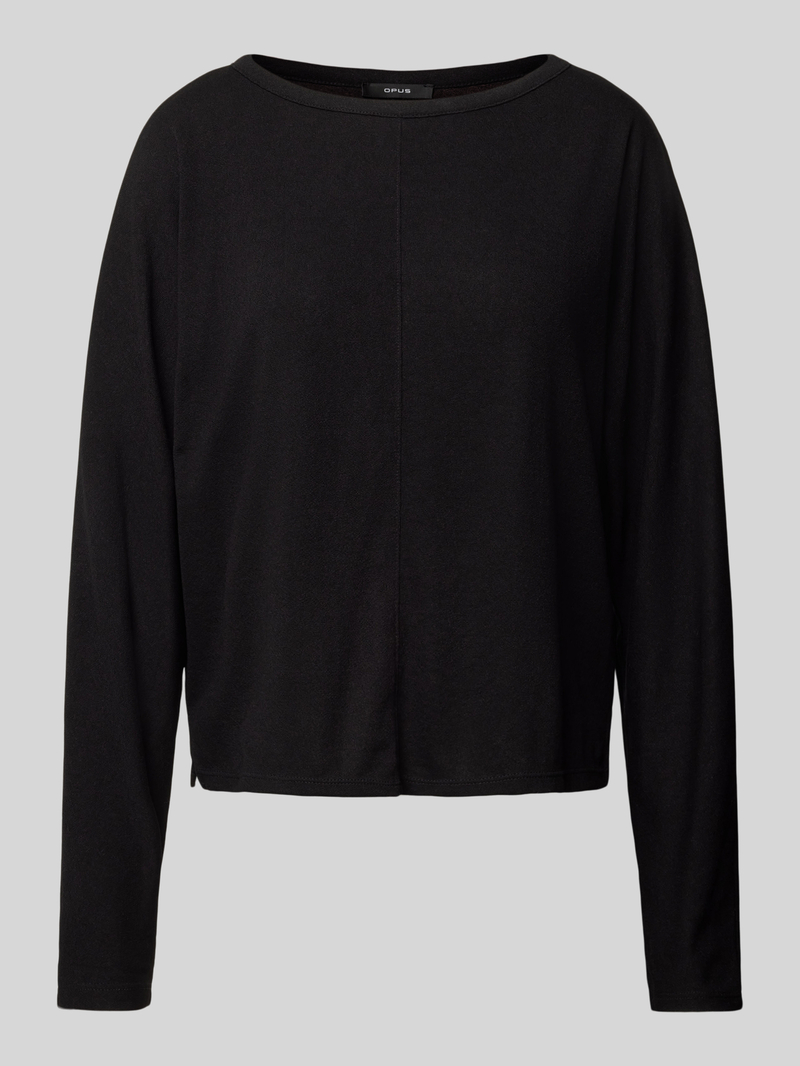 Opus Shirt met lange mouwen en geribde ronde hals model 'Simpla'