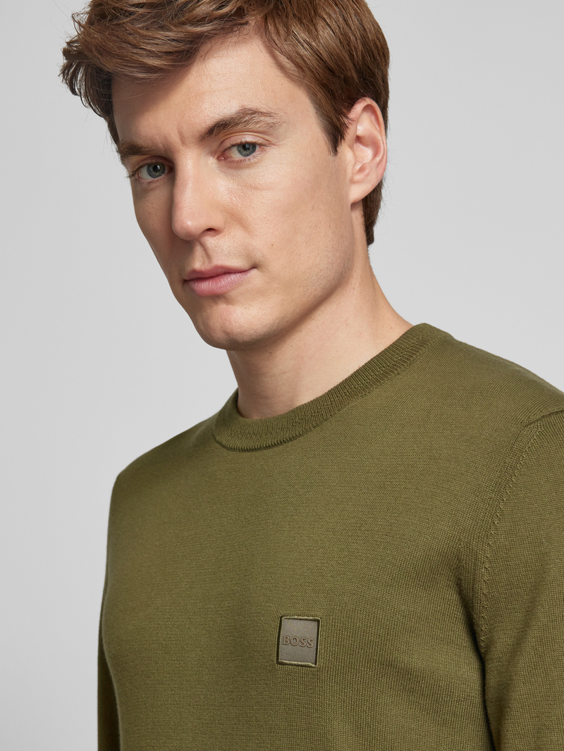 Boss Orange Gebreide pullover met labelprint model 'Kanovano'