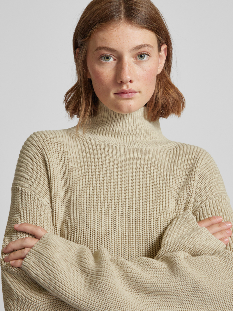 Calvin Klein Jeans Knielange gebreide jurk met opstaande kraag model 'CHUNKY LOOSE'