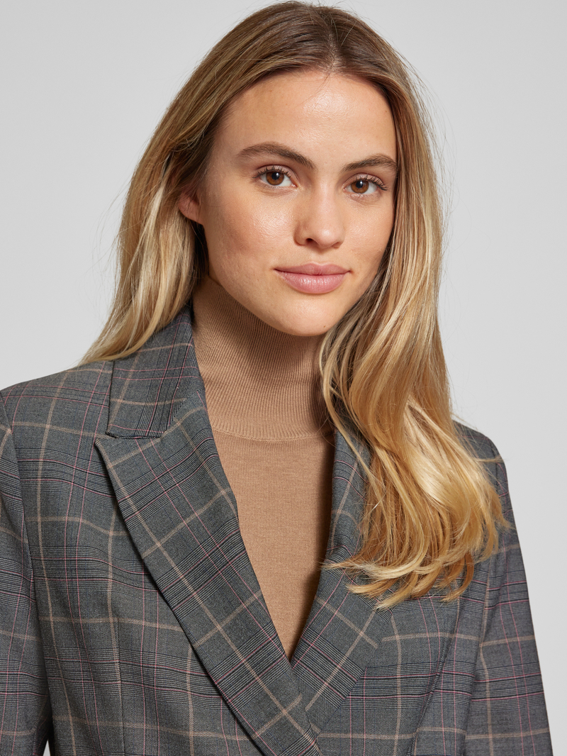 s.Oliver BLACK LABEL Slim fit geruite blazer met dubbele knoopsluiting