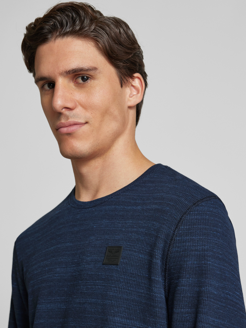 PME Legend Shirt met lange mouwen en geribde ronde hals