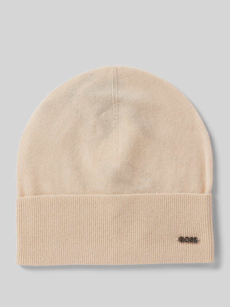 Boss Beanie met labelapplicatie, model 'Lari'