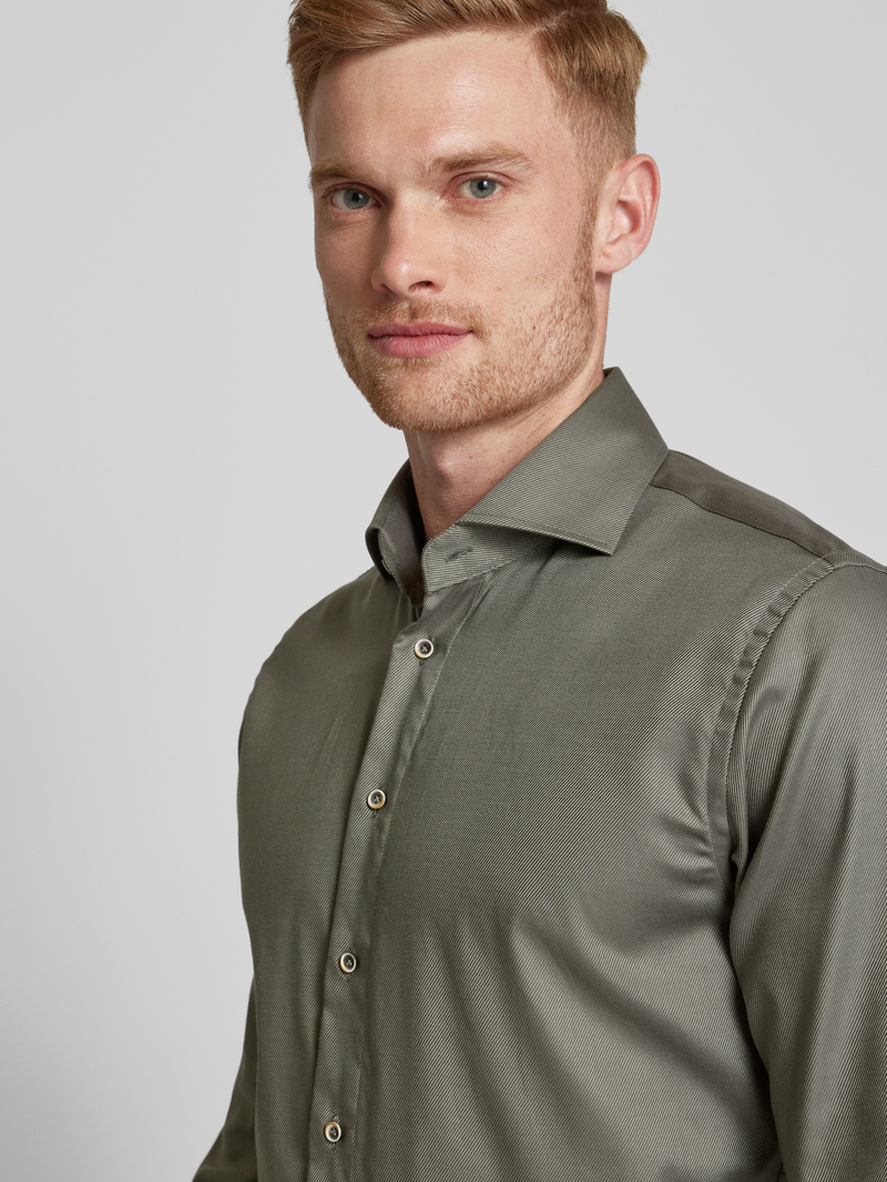 Profuomo Slim fit zakelijk overhemd met haaikraag model 'Cutaway'