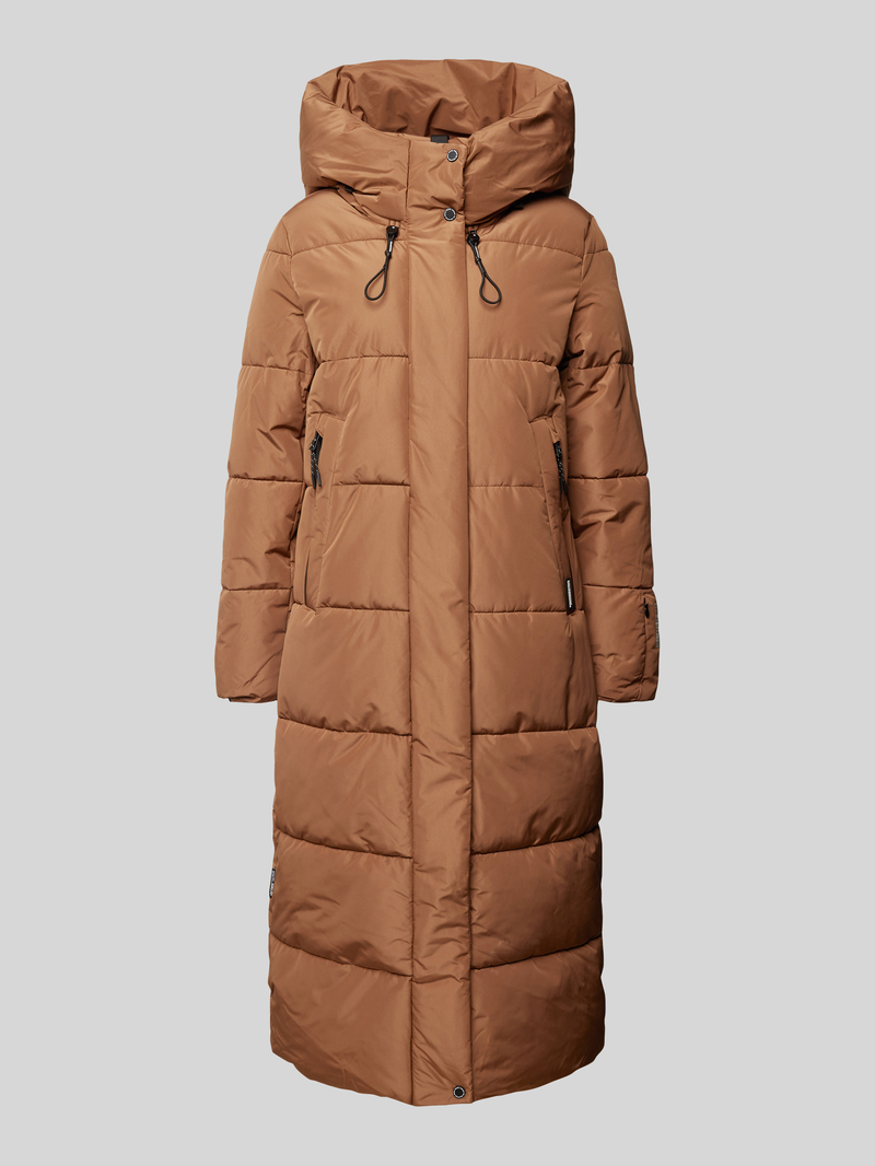 khujo Gewatteerde lange jas met labeldetail model 'SOULANI'