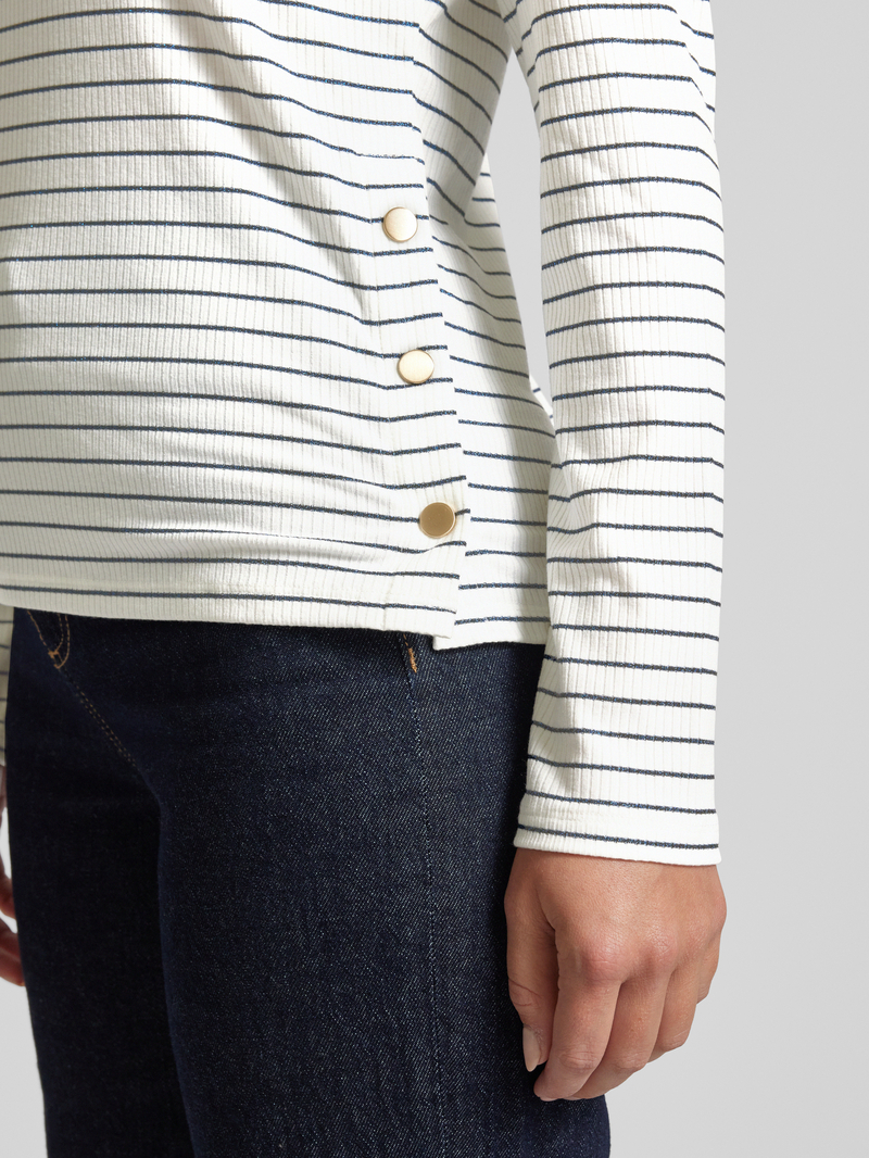 comma Shirt met lange mouwen en geribde ronde hals