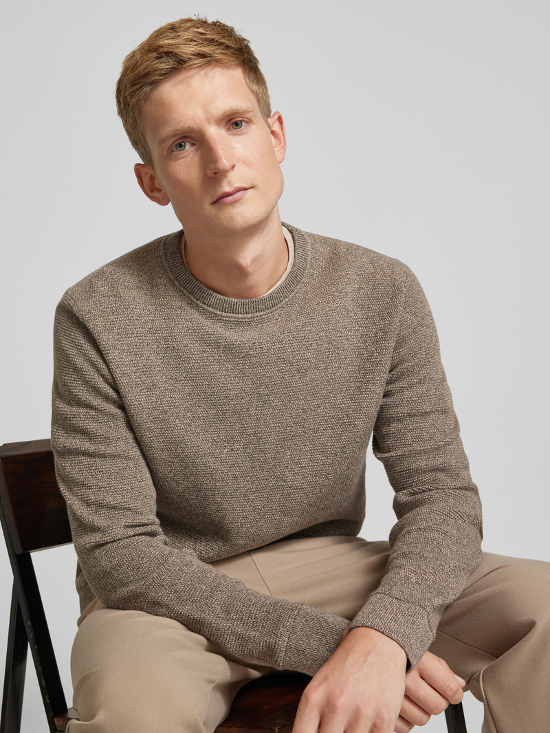 Selected Homme Gebreide pullover met ribboorden model 'ROSS'