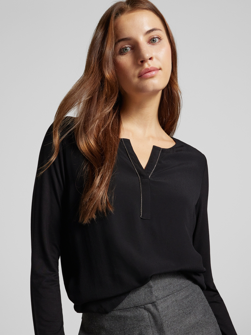 comma Shirt met lange mouwen en labeldetail