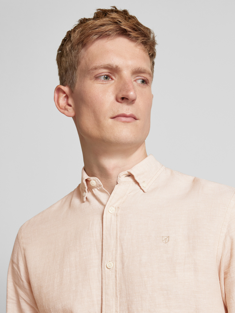 Jack & Jones Premium Slim fit linnen overhemd met button-downkraag