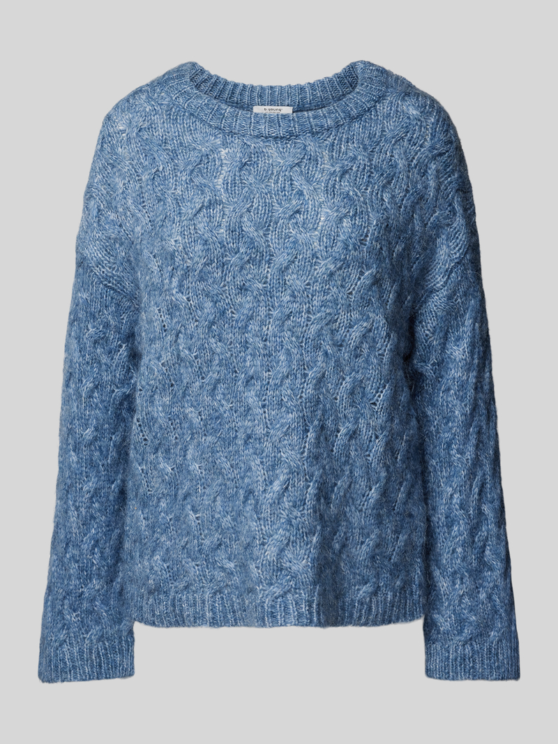b.Young Gebreide pullover met kabelpatroon model 'Omhu'