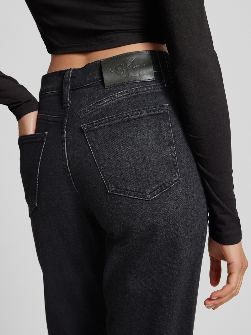 Calvin Klein Jeans Straight fit high waist jeans met labeldetail