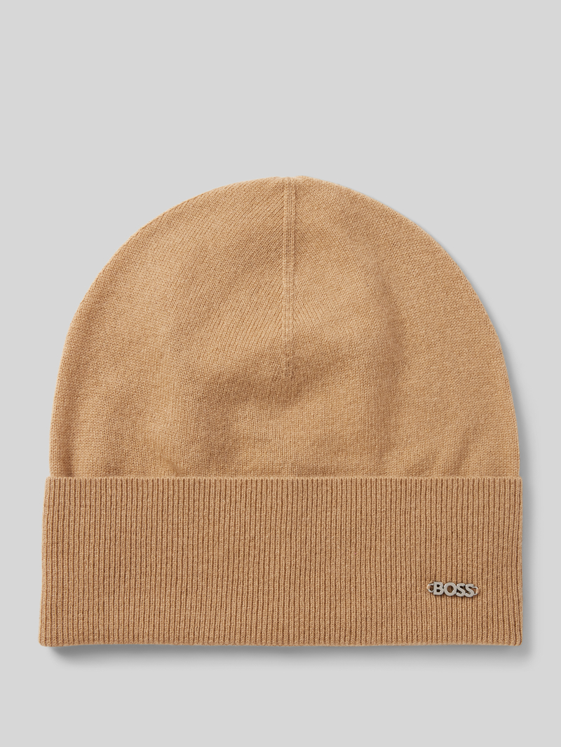 Boss Beanie met labelapplicatie, model 'Lari'