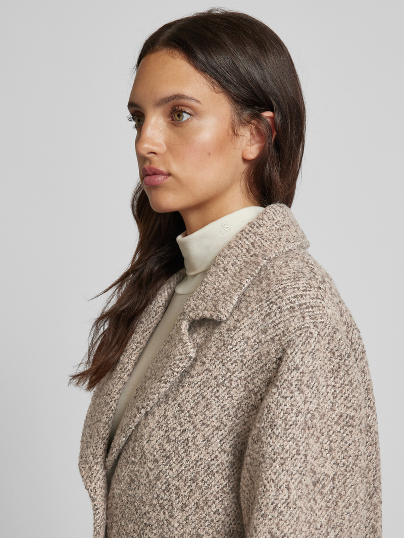 Tom Tailor Regular fit lange wollen jas met knopen in hoornlook