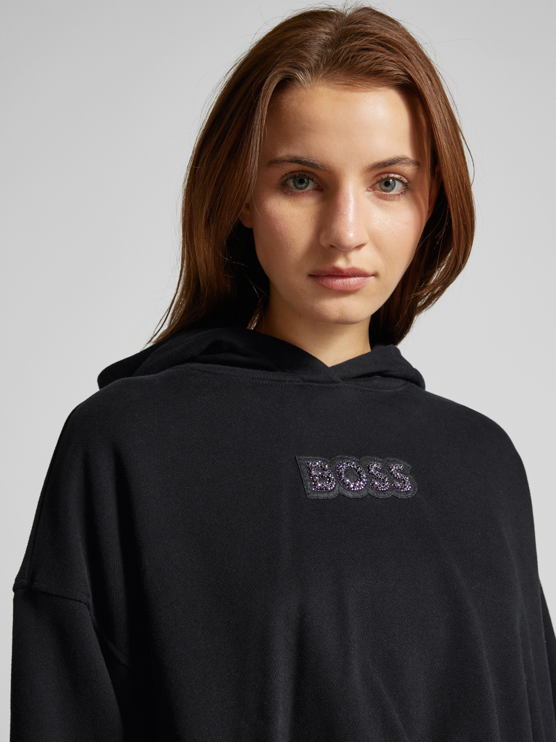 Boss Orange Korte hoodie met labeldetail model 'EBLOUSA'