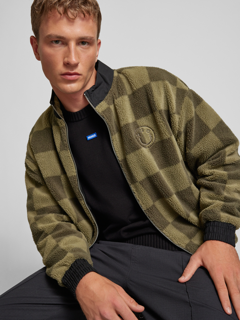 Hugo Blue Gebreide pullover met logostitching model 'San Cosmo'