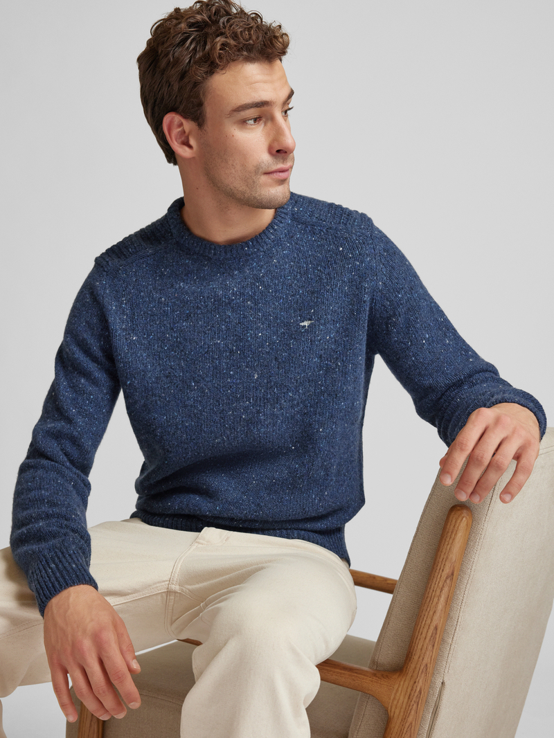 FYNCH-HATTON Gebreide pullover van wolmix met ronde hals